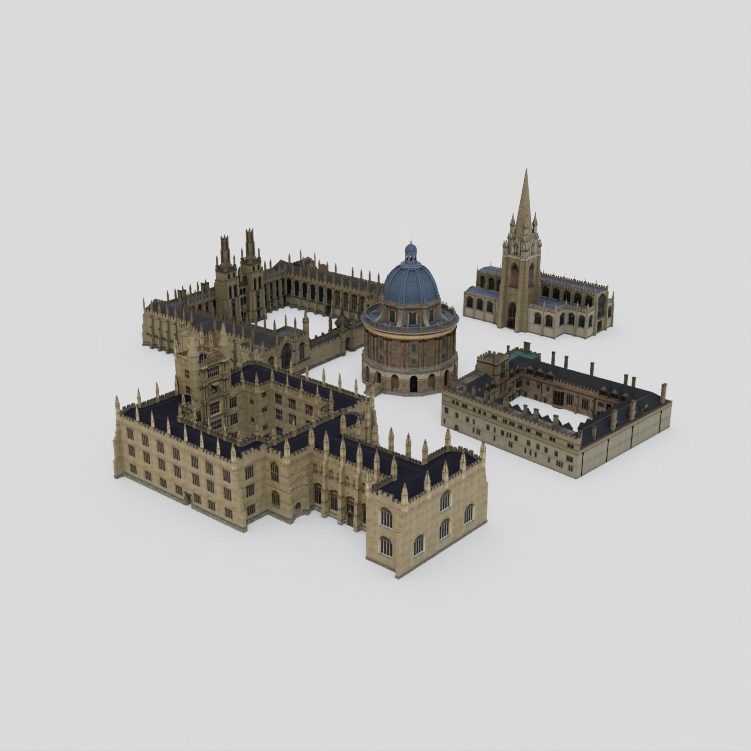 Oxford University Buildings - High-Poly Game-Ready 3D Model - View 6