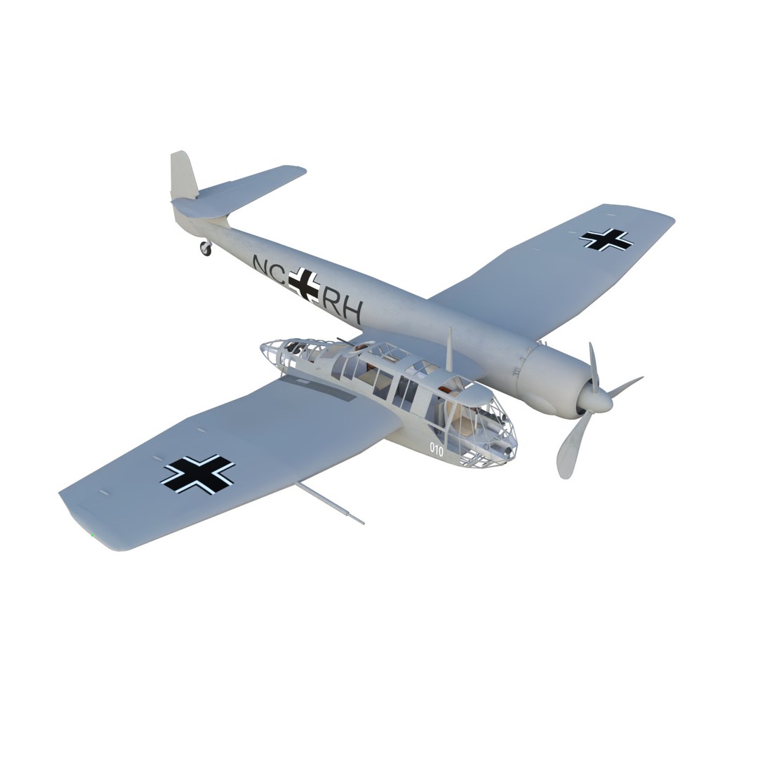Blohm Voss BV 141 3D Model – Low Poly PBR Aircraft, FBX - View 3