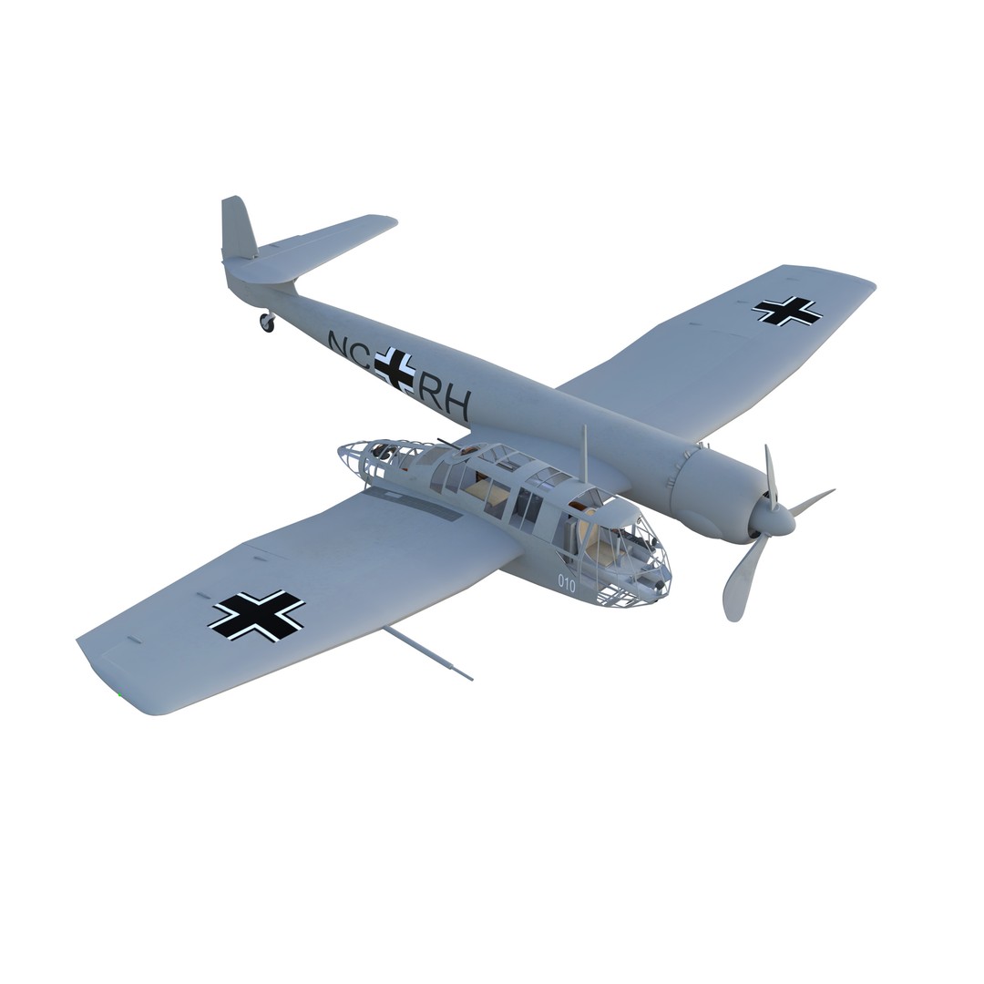 Blohm Voss BV 141 3D Model – Low Poly PBR Aircraft, FBX - View 4