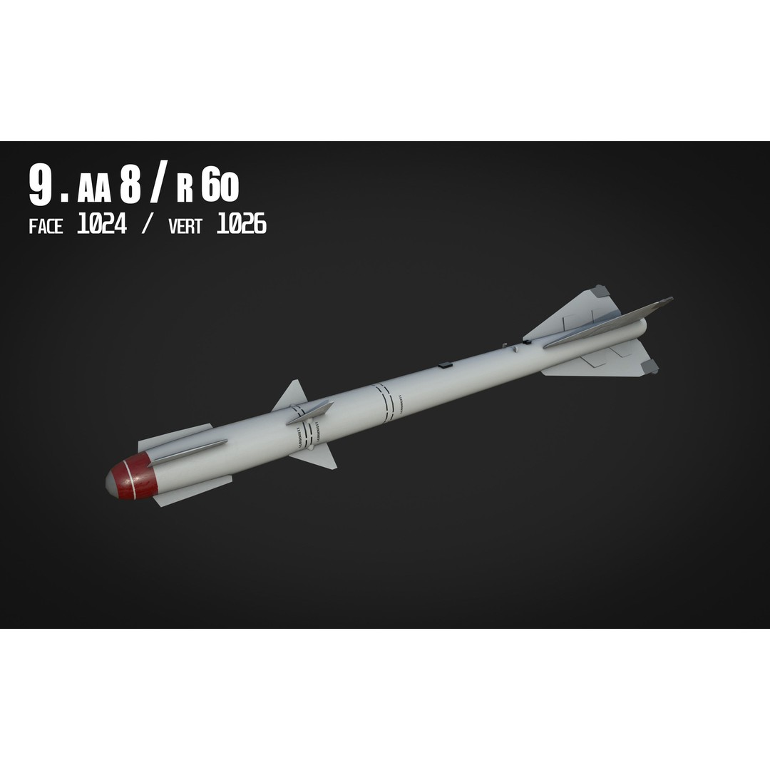 Air to Air Missile 3D Model – Low Poly Game Asset, FBX, PBR Textures - View 11