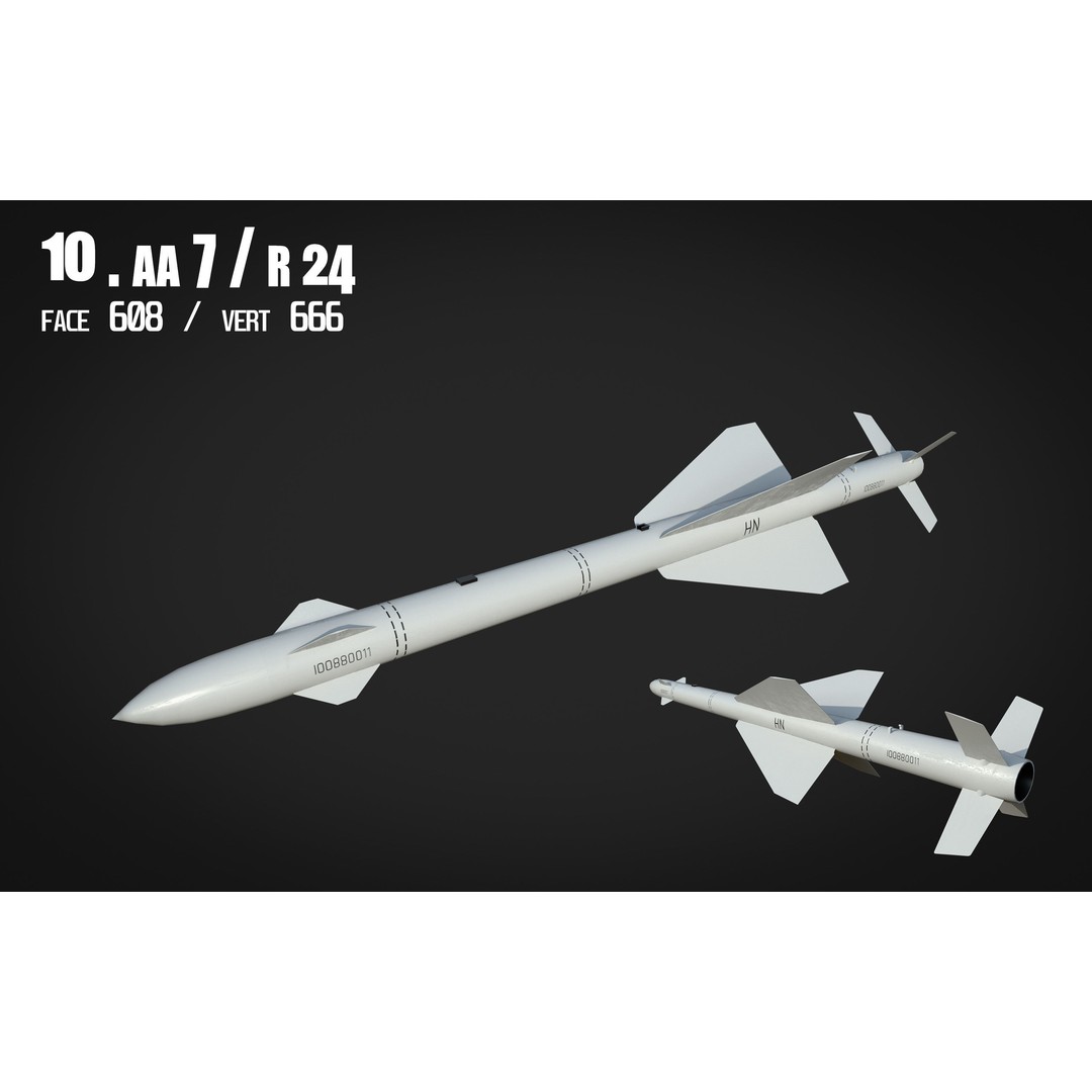Air to Air Missile 3D Model – Low Poly Game Asset, FBX, PBR Textures - View 12