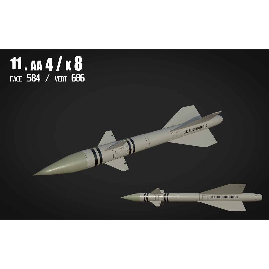 Air to Air Missile 3D Model – Low Poly Game Asset, FBX, PBR Textures - View 13