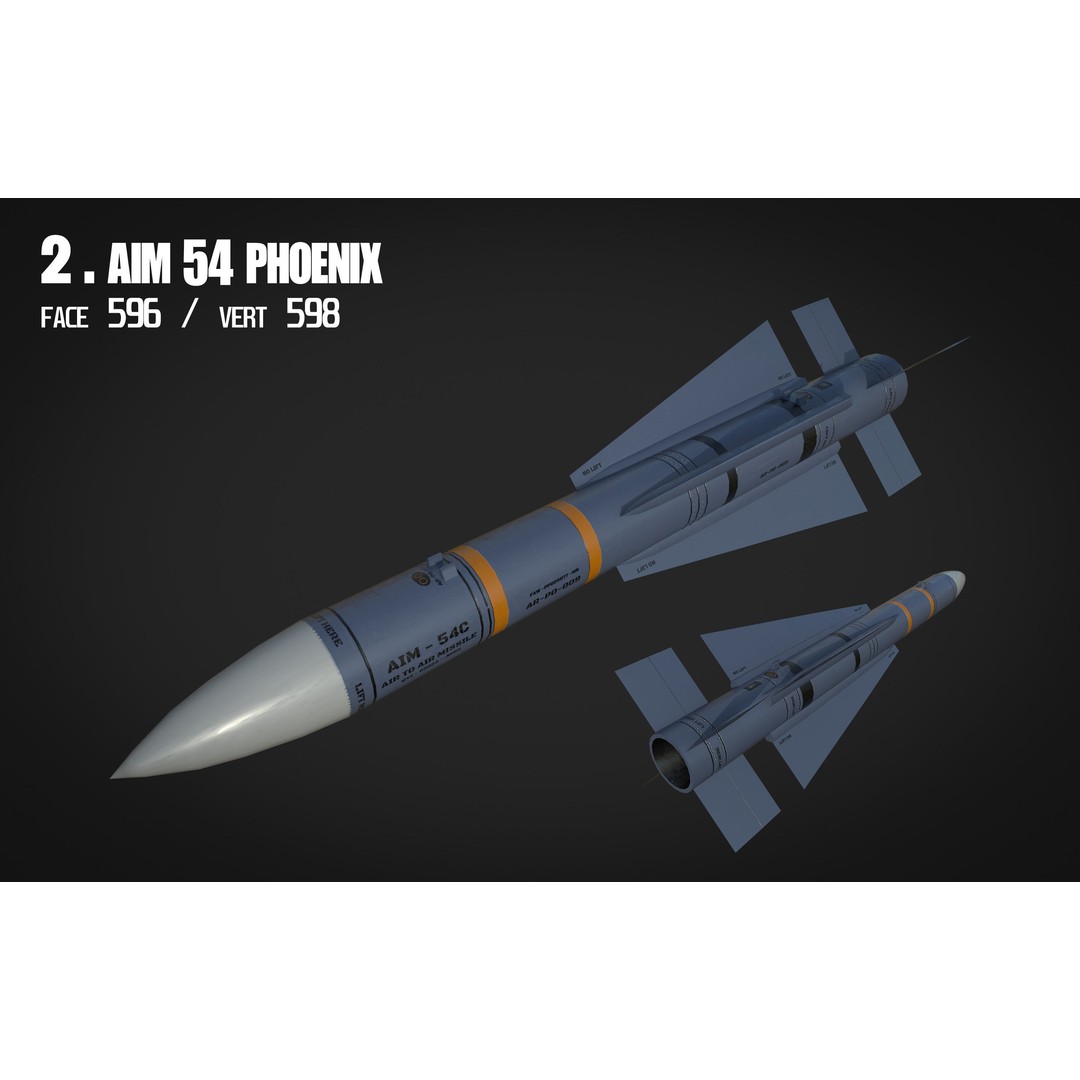 Air to Air Missile 3D Model – Low Poly Game Asset, FBX, PBR Textures - View 4
