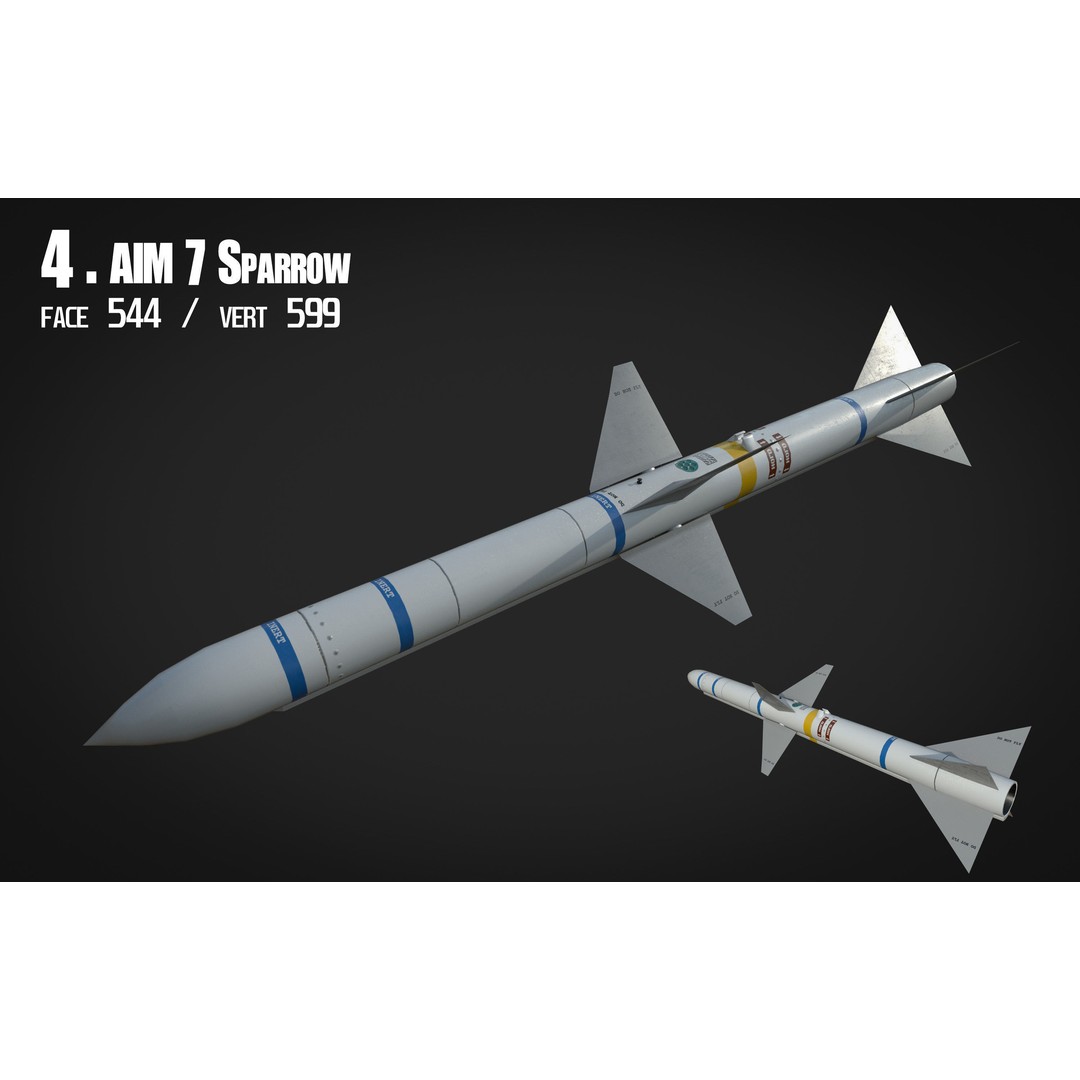 Air to Air Missile 3D Model – Low Poly Game Asset, FBX, PBR Textures - View 6