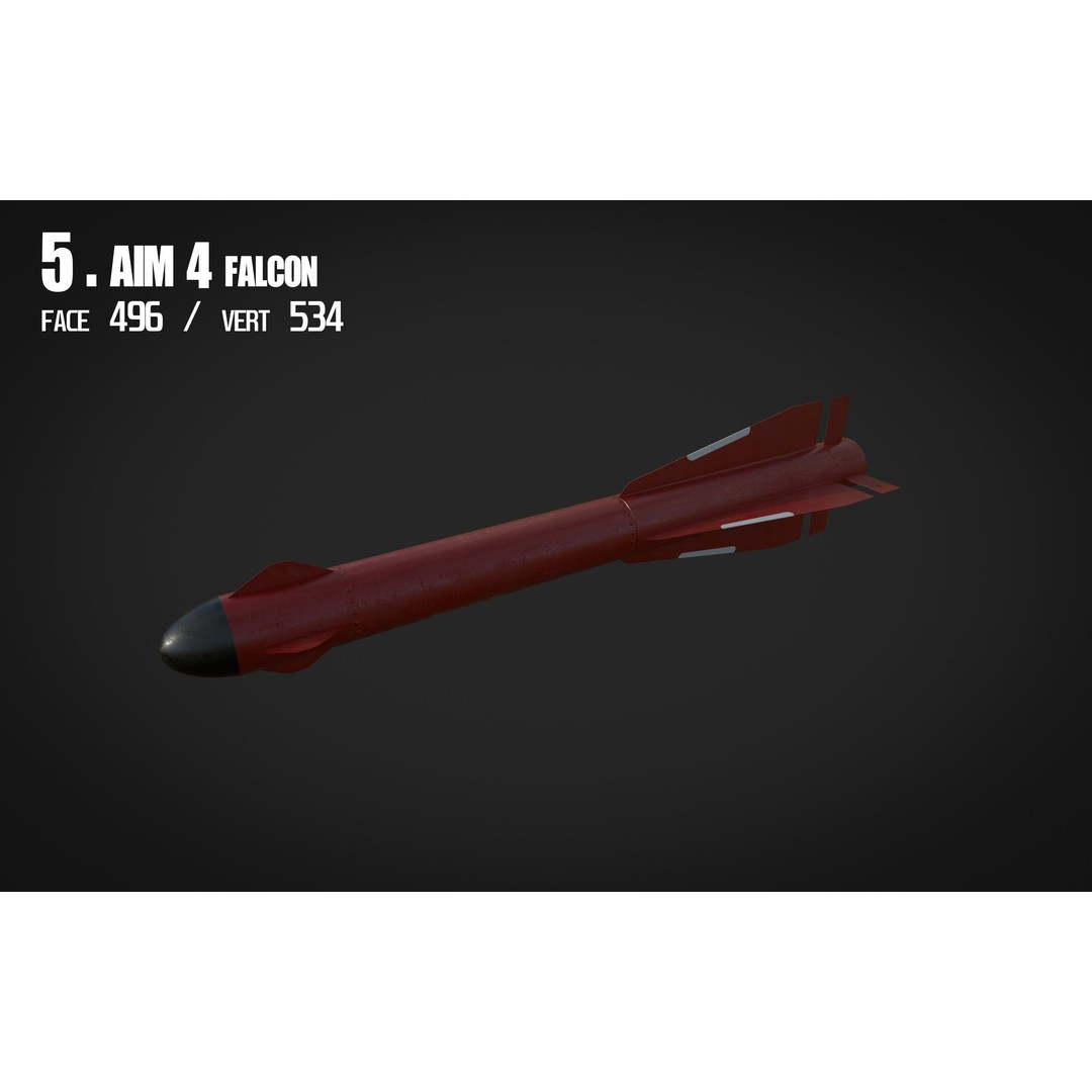 Air to Air Missile 3D Model – Low Poly Game Asset, FBX, PBR Textures - View 7