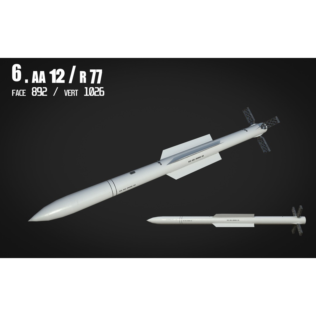 Air to Air Missile 3D Model – Low Poly Game Asset, FBX, PBR Textures - View 8