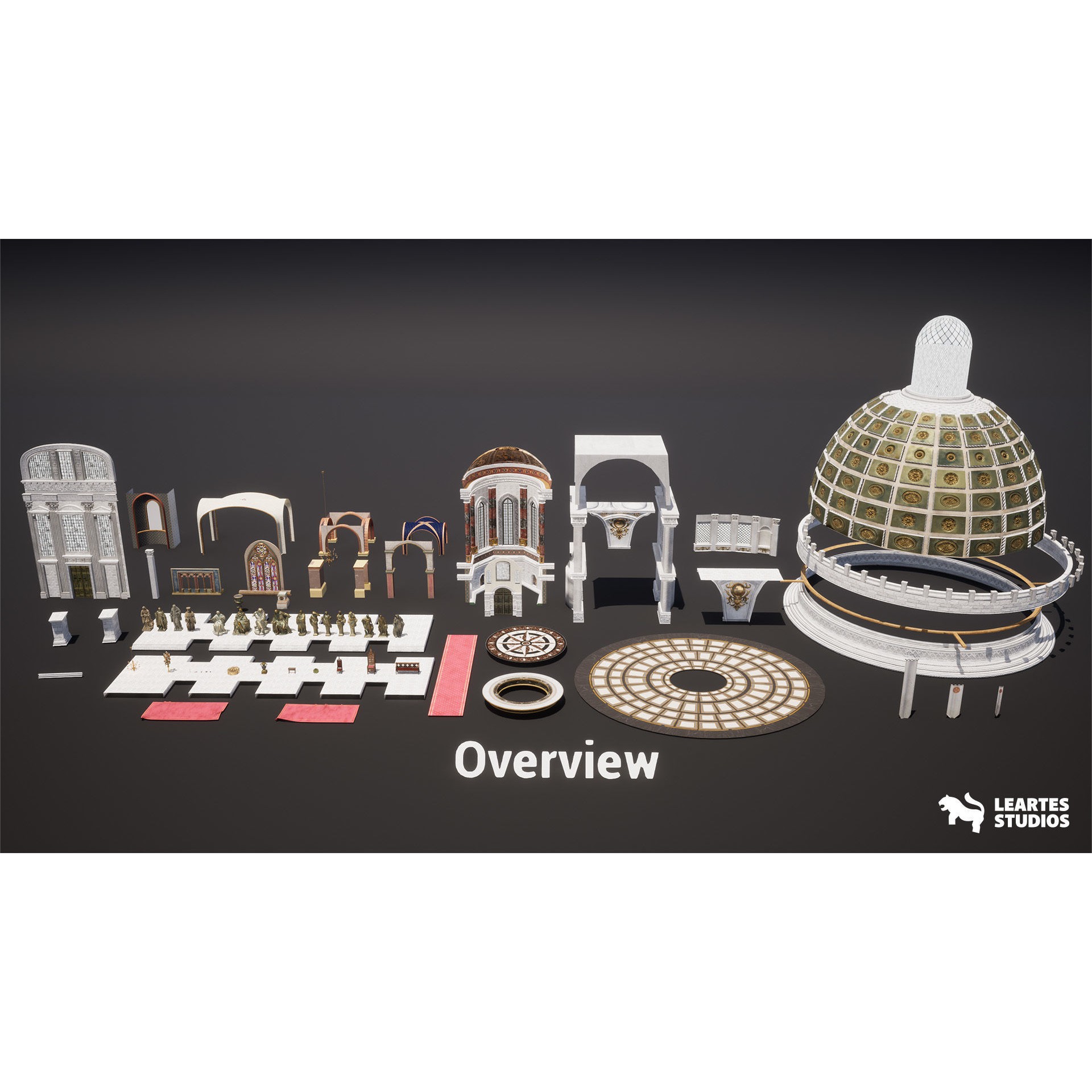 Baroque Cathedral Environment - Low-Poly Game-Ready 3D Model