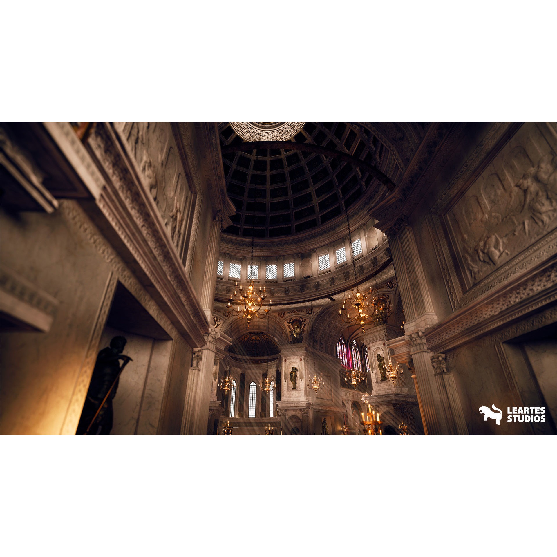 Baroque Cathedral Environment - Low-Poly Game-Ready 3D Model - View 10