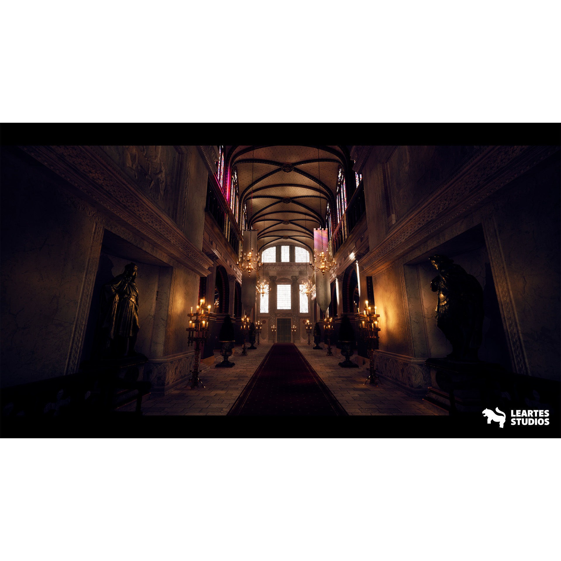 Baroque Cathedral Environment - Low-Poly Game-Ready 3D Model - View 11