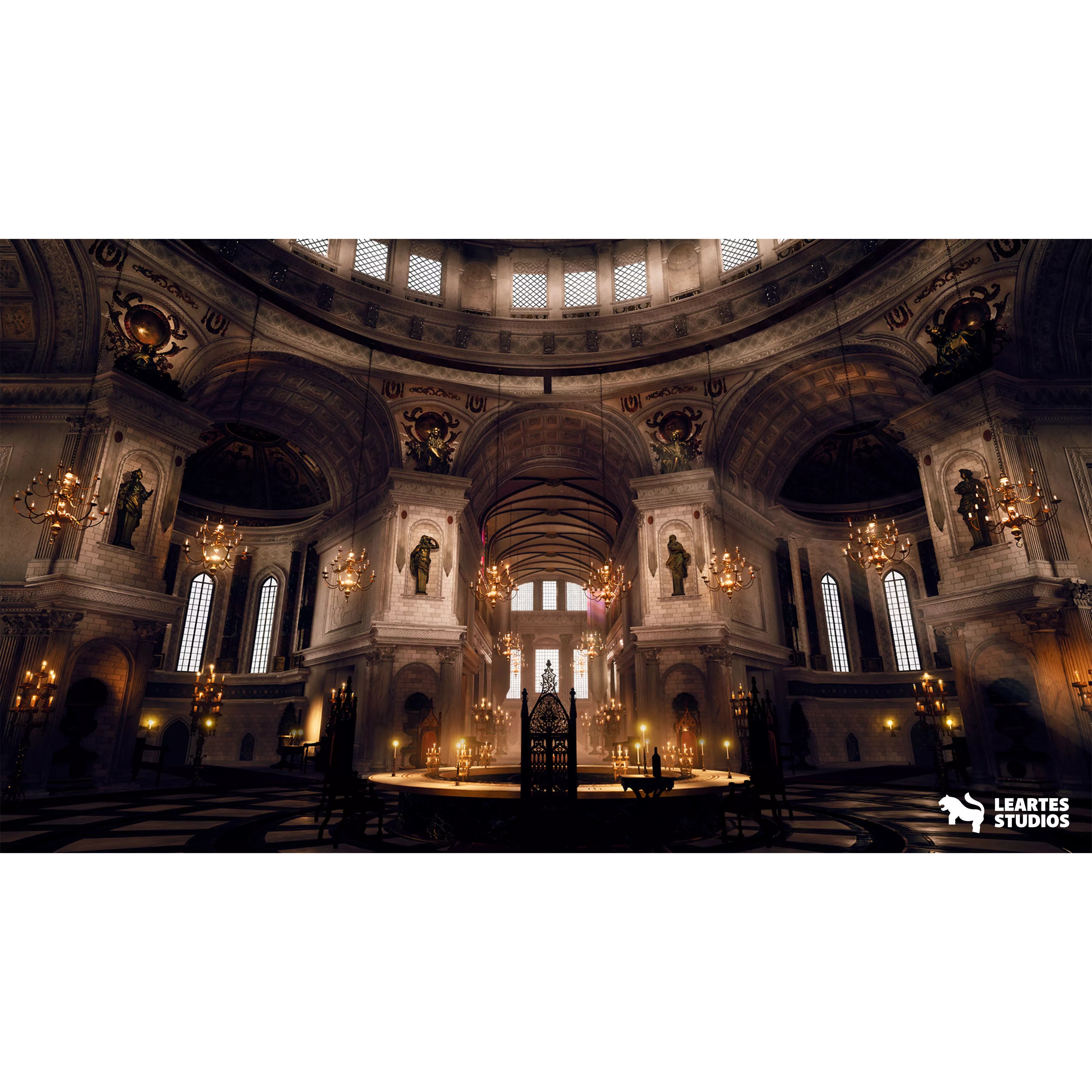 Baroque Cathedral Environment - Low-Poly Game-Ready 3D Model - View 2