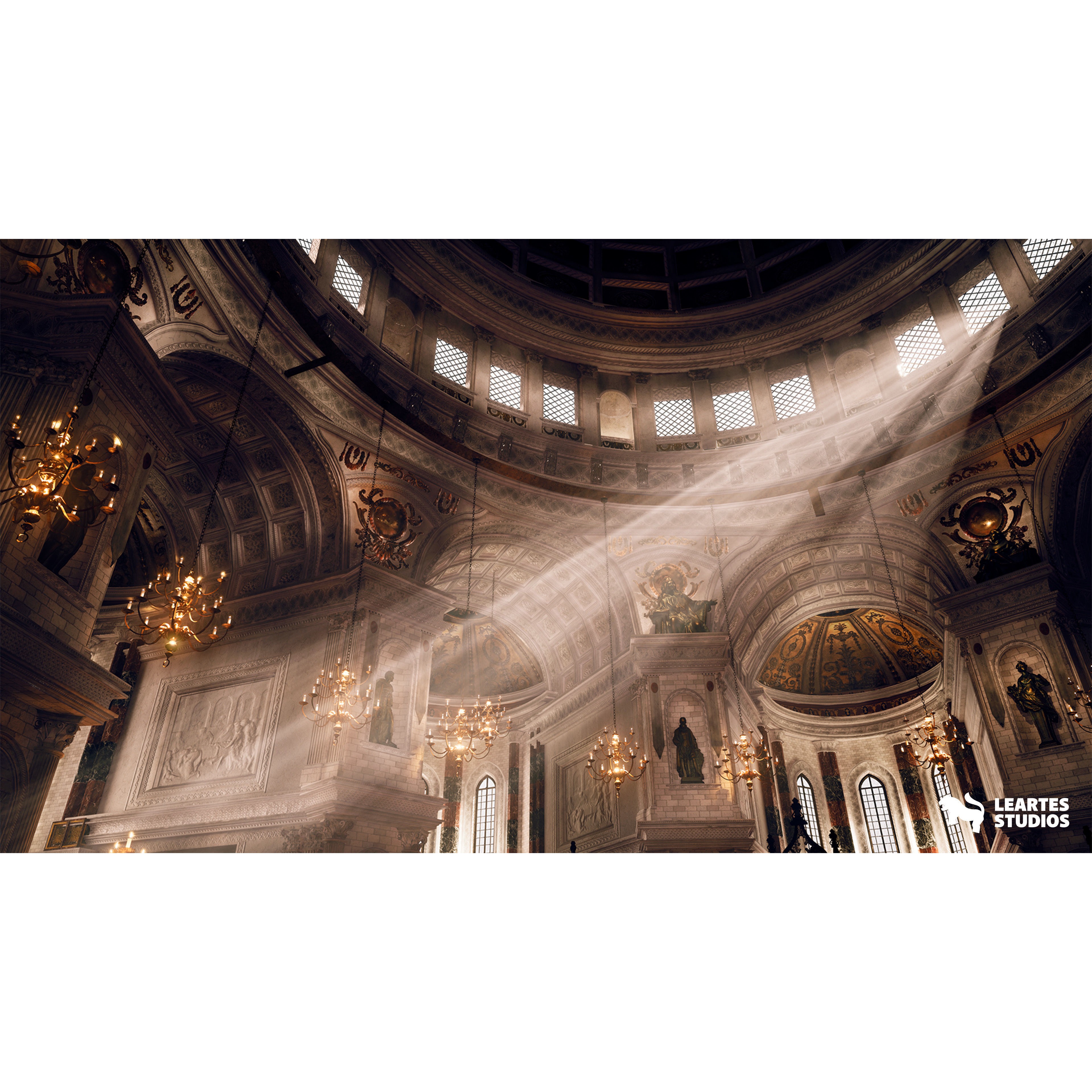 Baroque Cathedral Environment - Low-Poly Game-Ready 3D Model - View 4