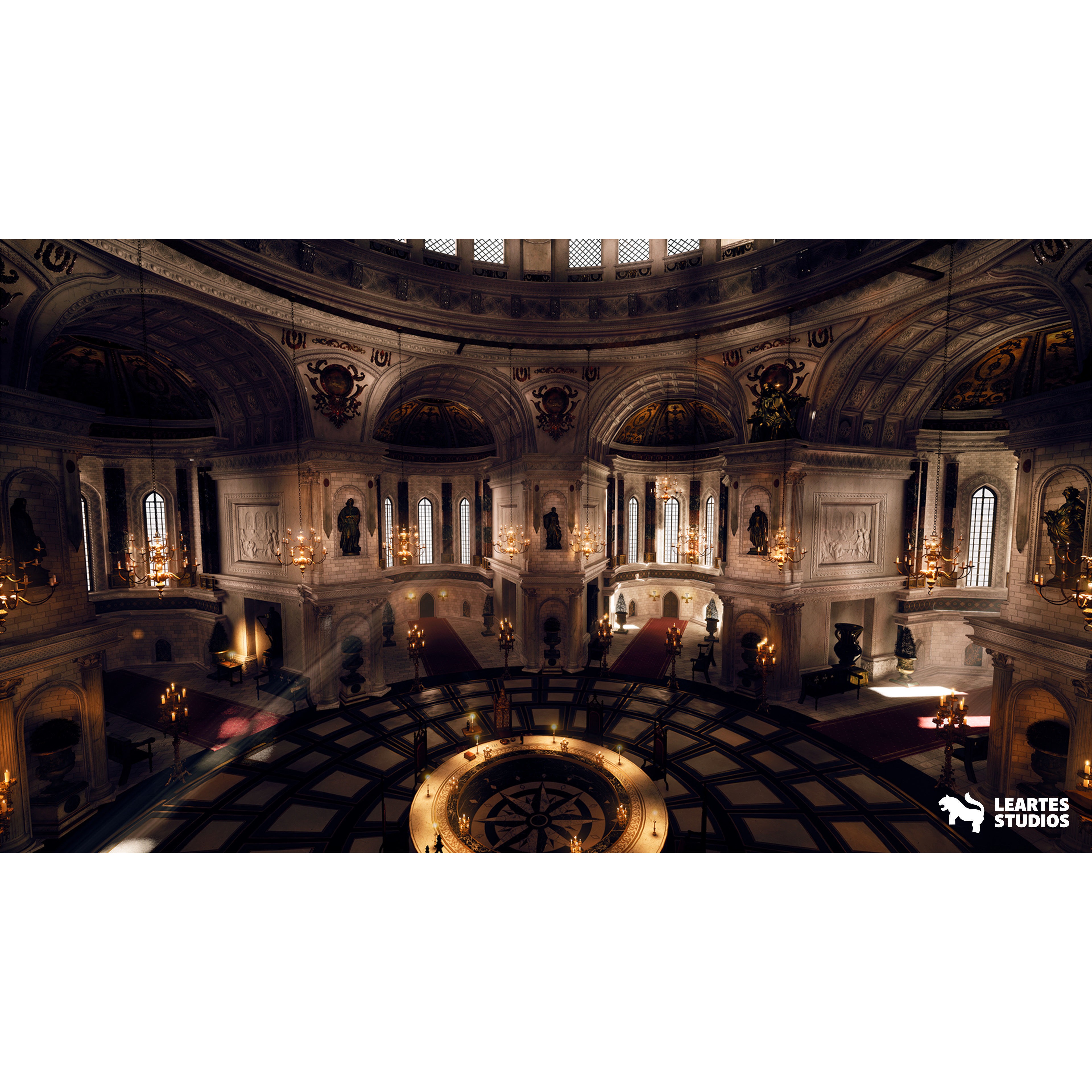Baroque Cathedral Environment - Low-Poly Game-Ready 3D Model - View 6