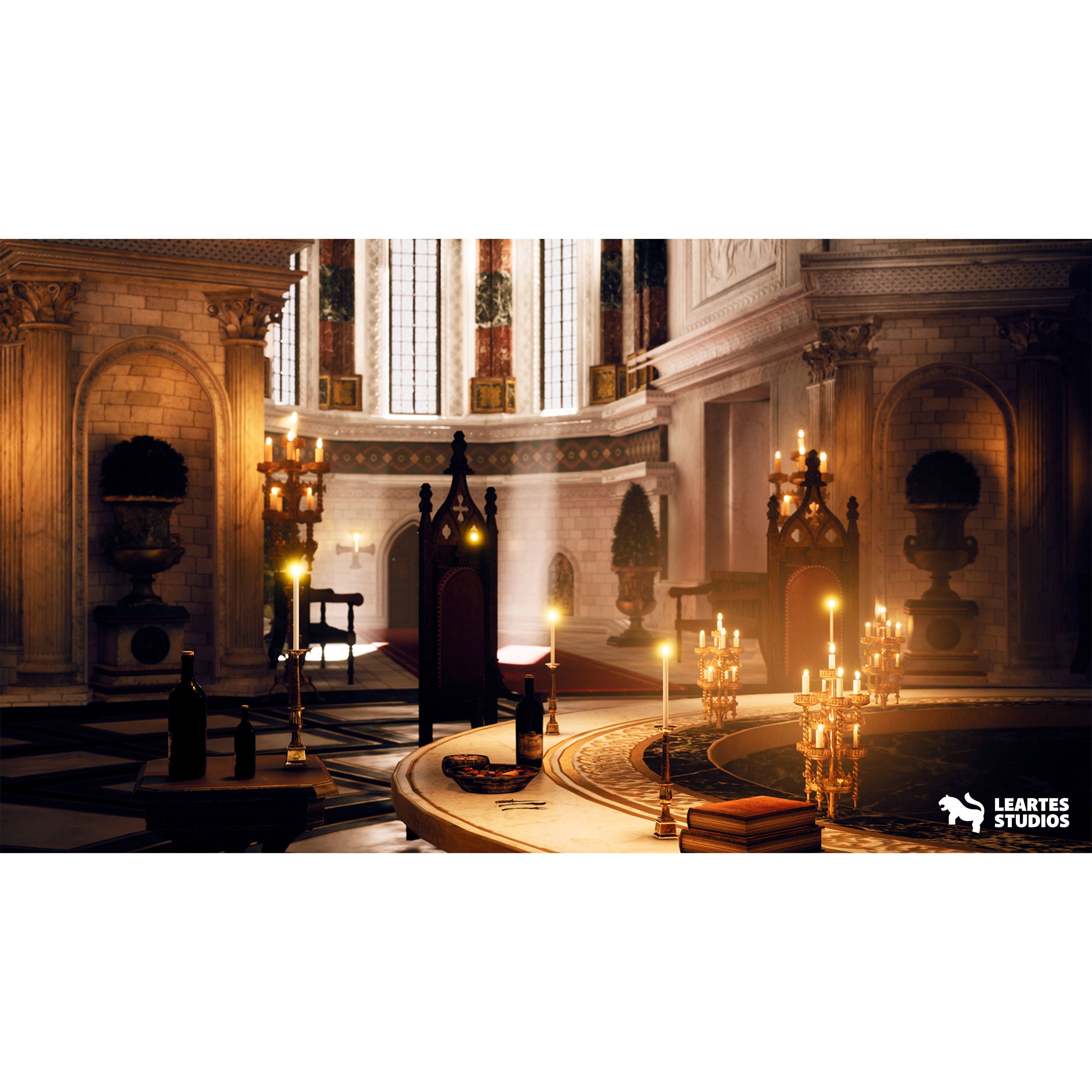 Baroque Cathedral Environment - Low-Poly Game-Ready 3D Model - View 8