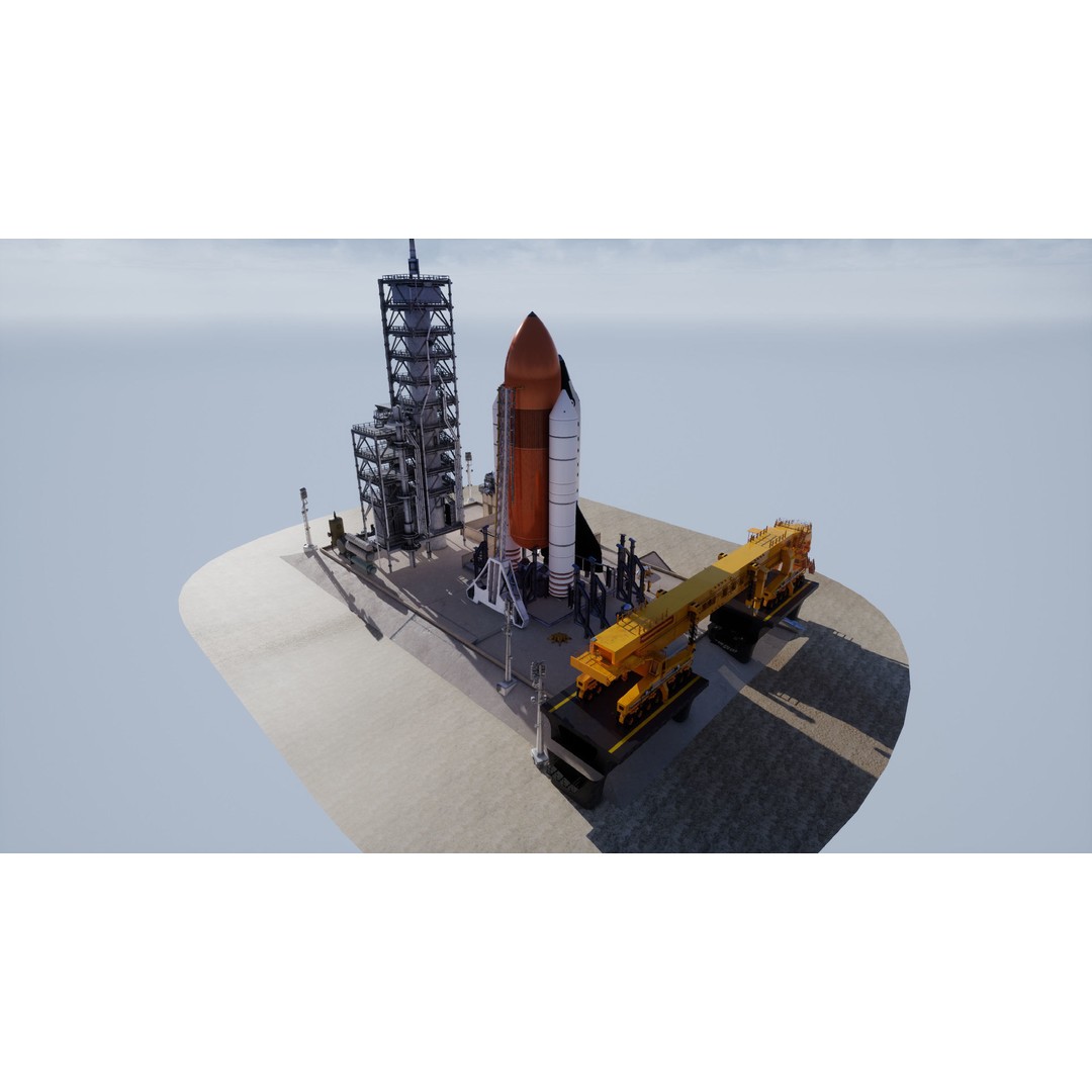 Space Shuttle 3D Model – Realistic Low Poly Environment, FBX - View 4