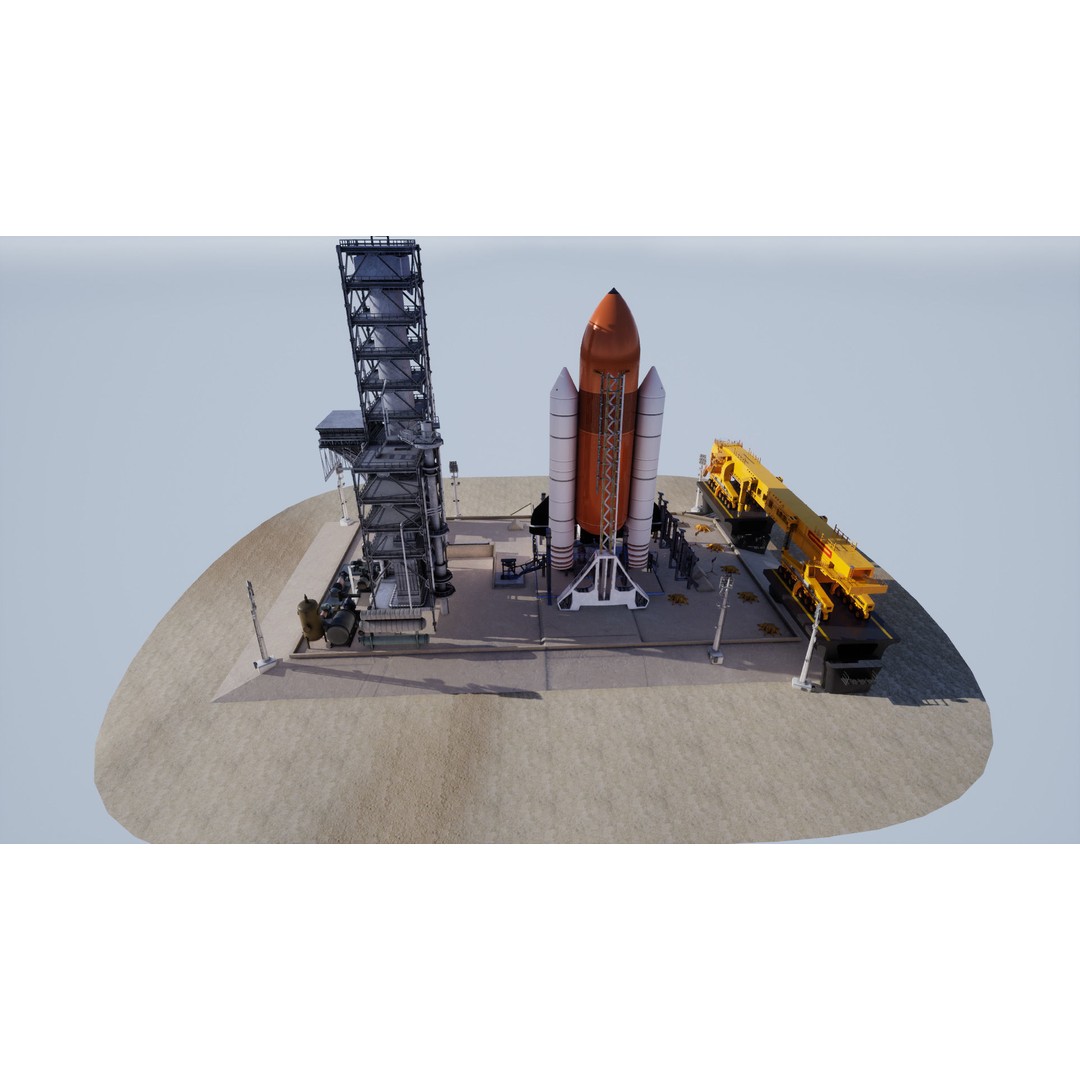 Space Shuttle 3D Model – Realistic Low Poly Environment, FBX - View 5