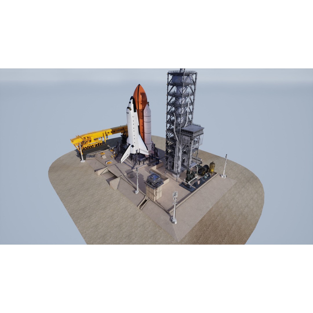 Space Shuttle 3D Model – Realistic Low Poly Environment, FBX - View 8