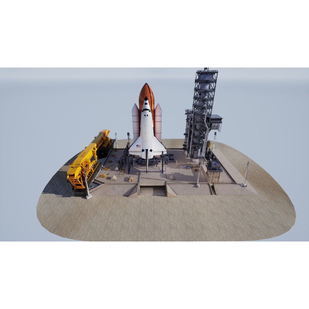 Space Shuttle 3D Model – Realistic Low Poly Environment, FBX - View 9