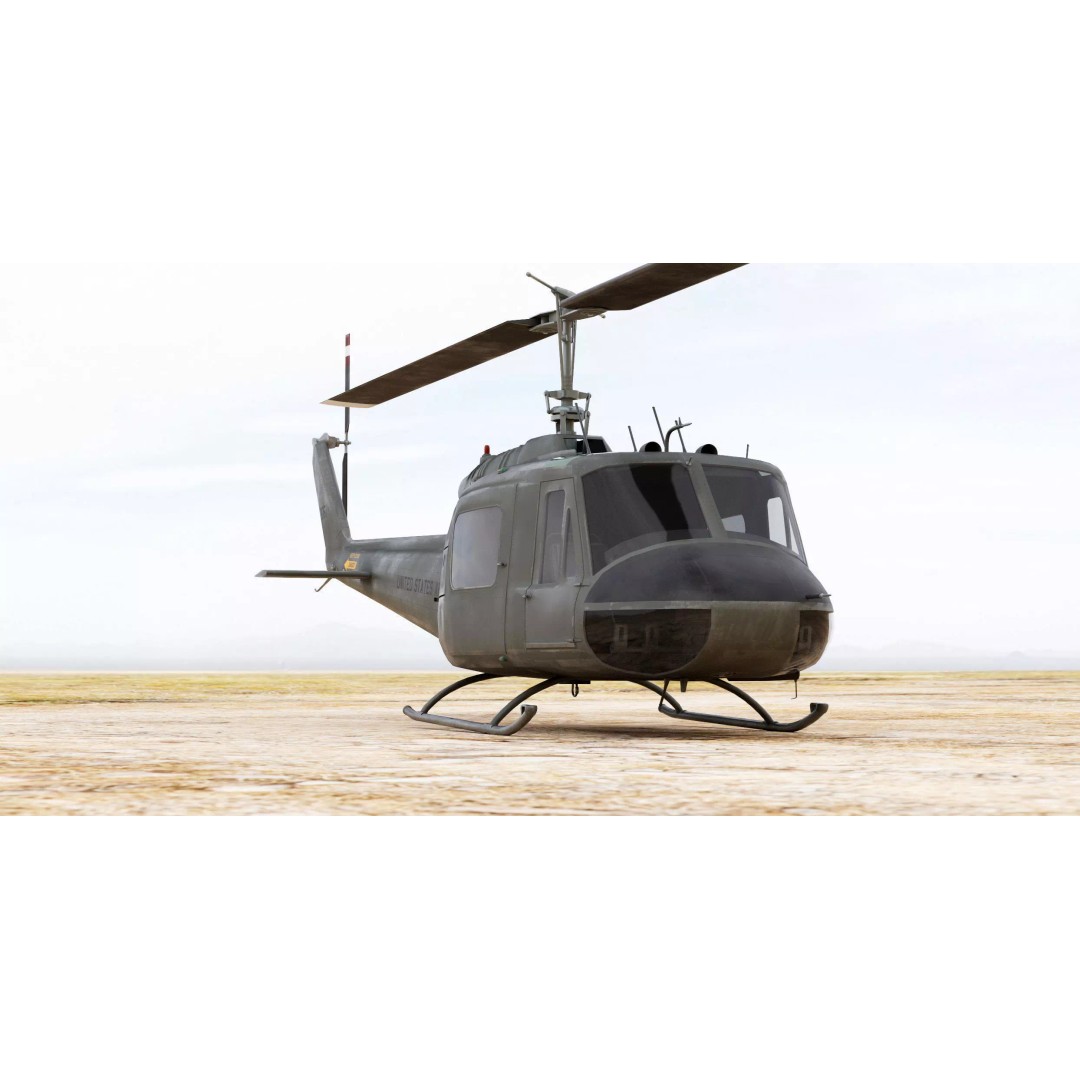 Iroquois UH-1 Huey Helicopter 3D Model – High Poly Game-Ready Asset, FBX, OBJ - View 5