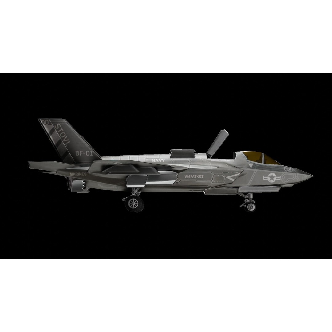 Lockheed Martin F-35 Lightning 3D Model – Low Poly Military Aircraft, FBX - View 11