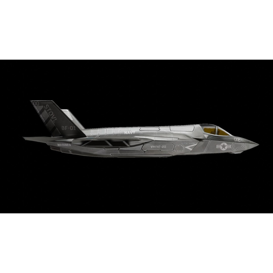 Lockheed Martin F-35 Lightning 3D Model – Low Poly Military Aircraft, FBX - View 12
