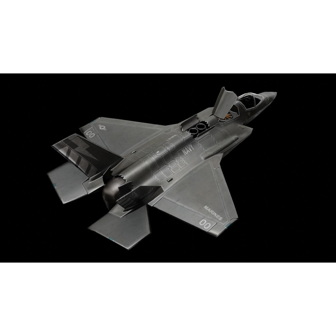 Lockheed Martin F-35 Lightning 3D Model – Low Poly Military Aircraft, FBX - View 4