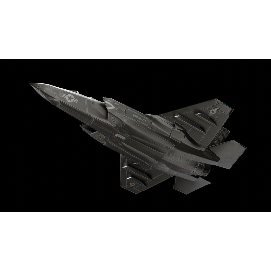 Lockheed Martin F-35 Lightning 3D Model – Low Poly Military Aircraft, FBX - View 6