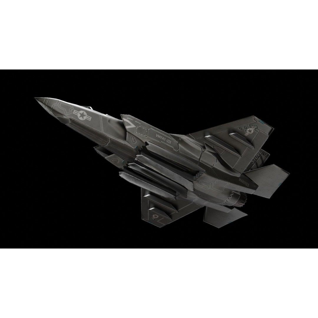Lockheed Martin F-35 Lightning 3D Model – Low Poly Military Aircraft, FBX - View 8