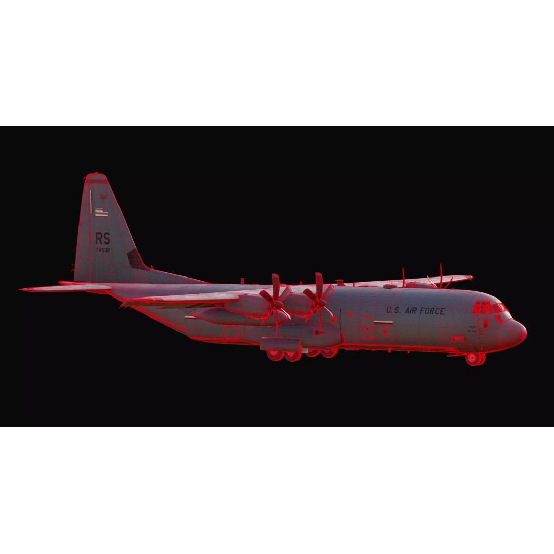 Lockheed Martin C-130J Super Hercules 3D Model – High-Detail Game Asset, FBX, OBJ - View 8