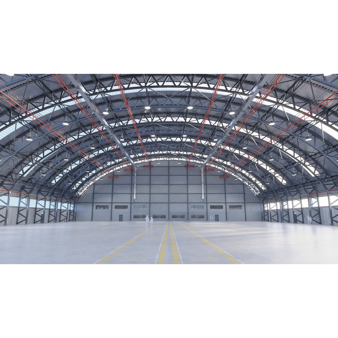 Aircraft Hangar 3D Model – High Poly Architectural Warehouse, Blender - View 10