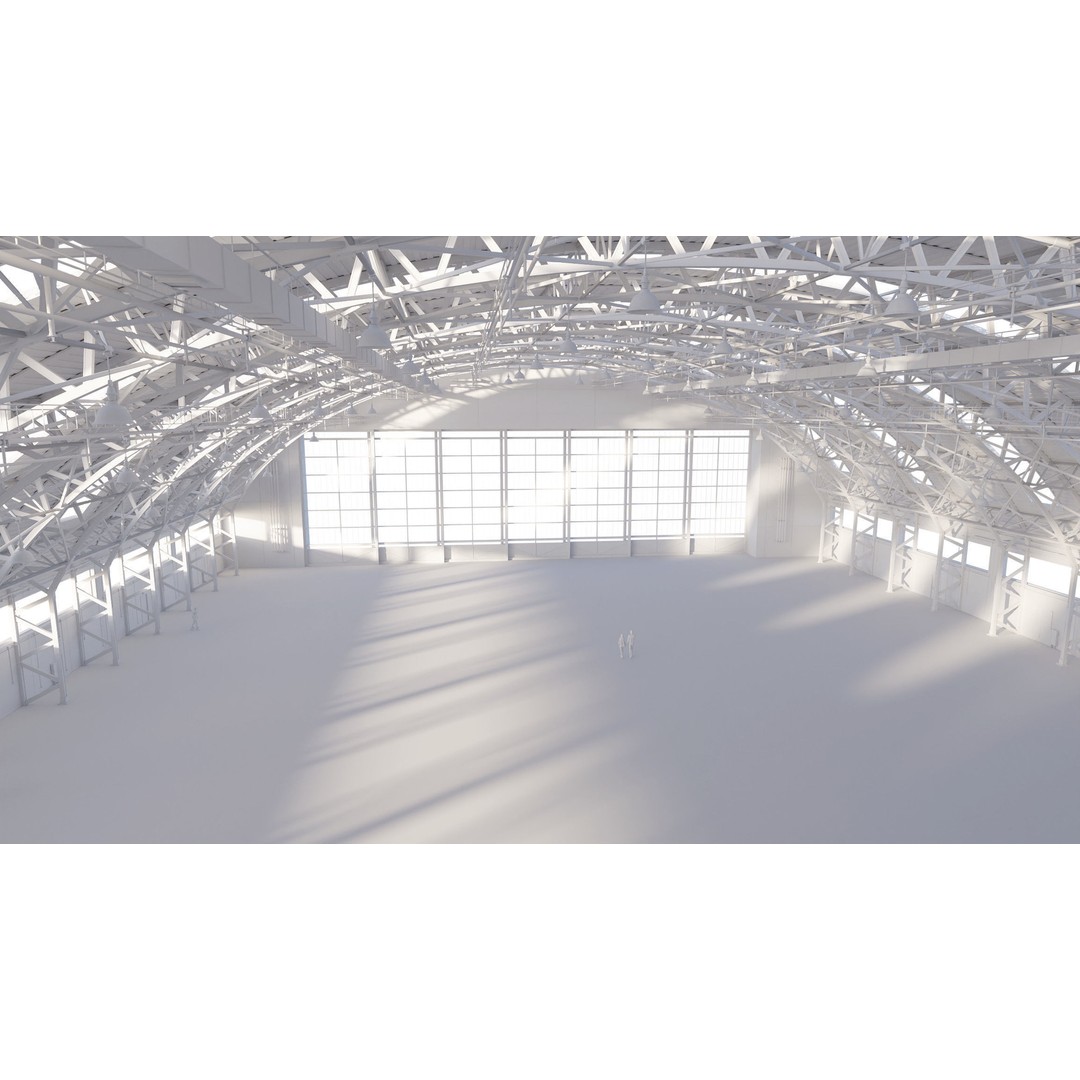 Aircraft Hangar 3D Model – High Poly Architectural Warehouse, Blender - View 13