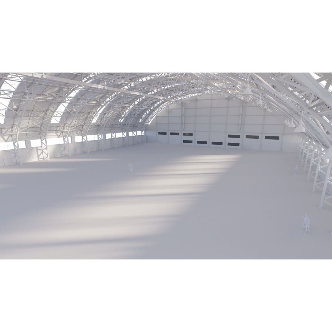 Aircraft Hangar 3D Model – High Poly Architectural Warehouse, Blender - View 14