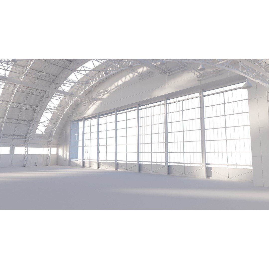 Aircraft Hangar 3D Model – High Poly Architectural Warehouse, Blender - View 15