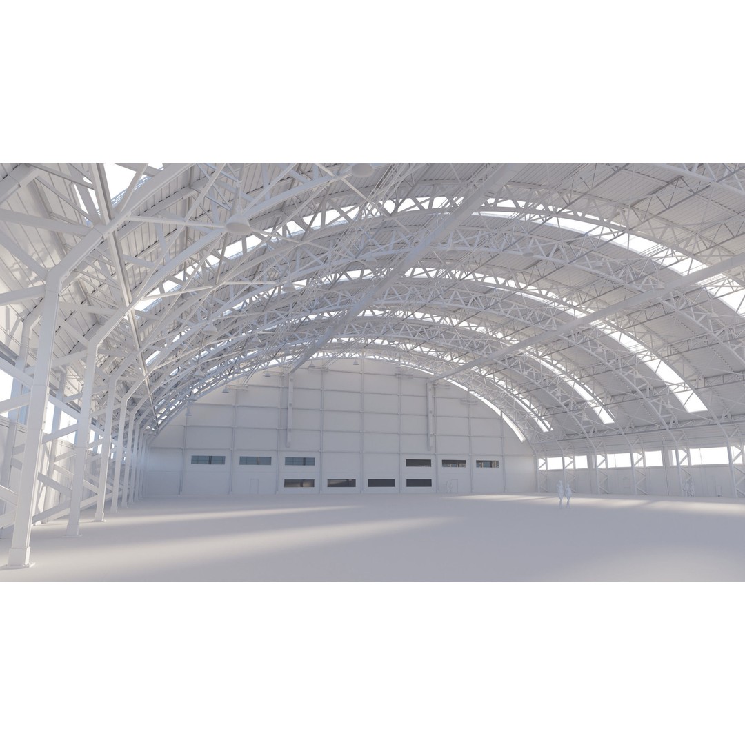 Aircraft Hangar 3D Model – High Poly Architectural Warehouse, Blender - View 17