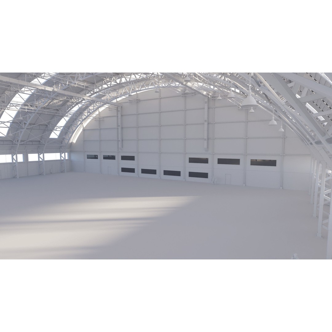 Aircraft Hangar 3D Model – High Poly Architectural Warehouse, Blender - View 18