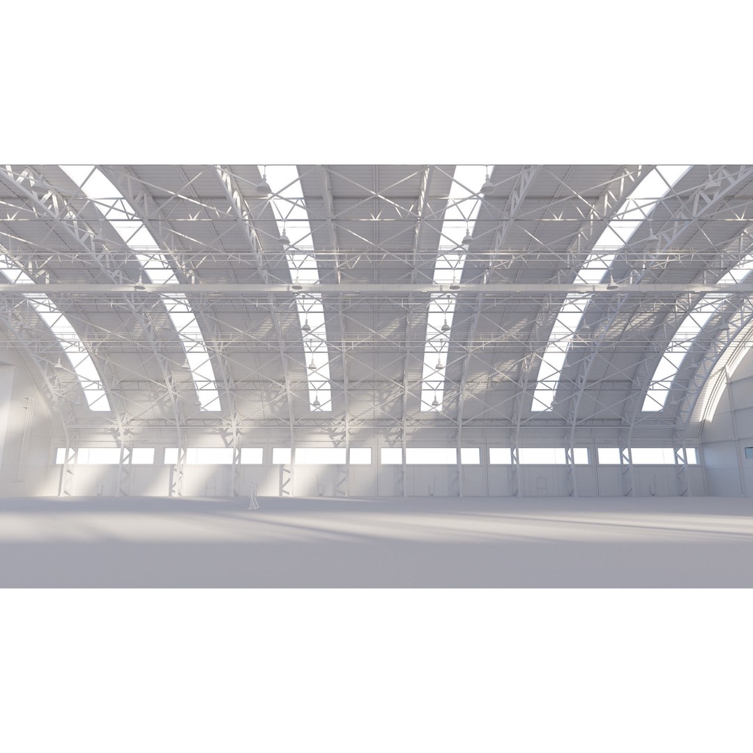 Aircraft Hangar 3D Model – High Poly Architectural Warehouse, Blender - View 19