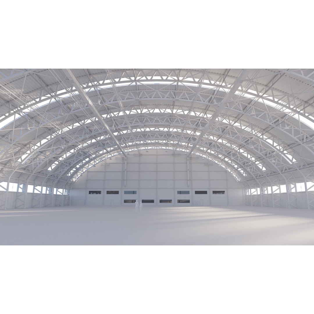 Aircraft Hangar 3D Model – High Poly Architectural Warehouse, Blender - View 20