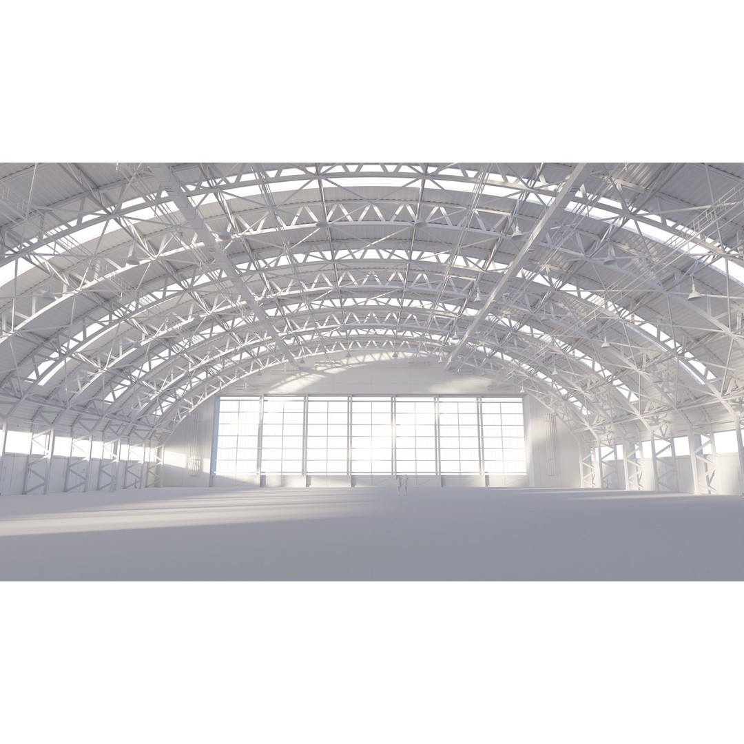 Aircraft Hangar 3D Model – High Poly Architectural Warehouse, Blender - View 21