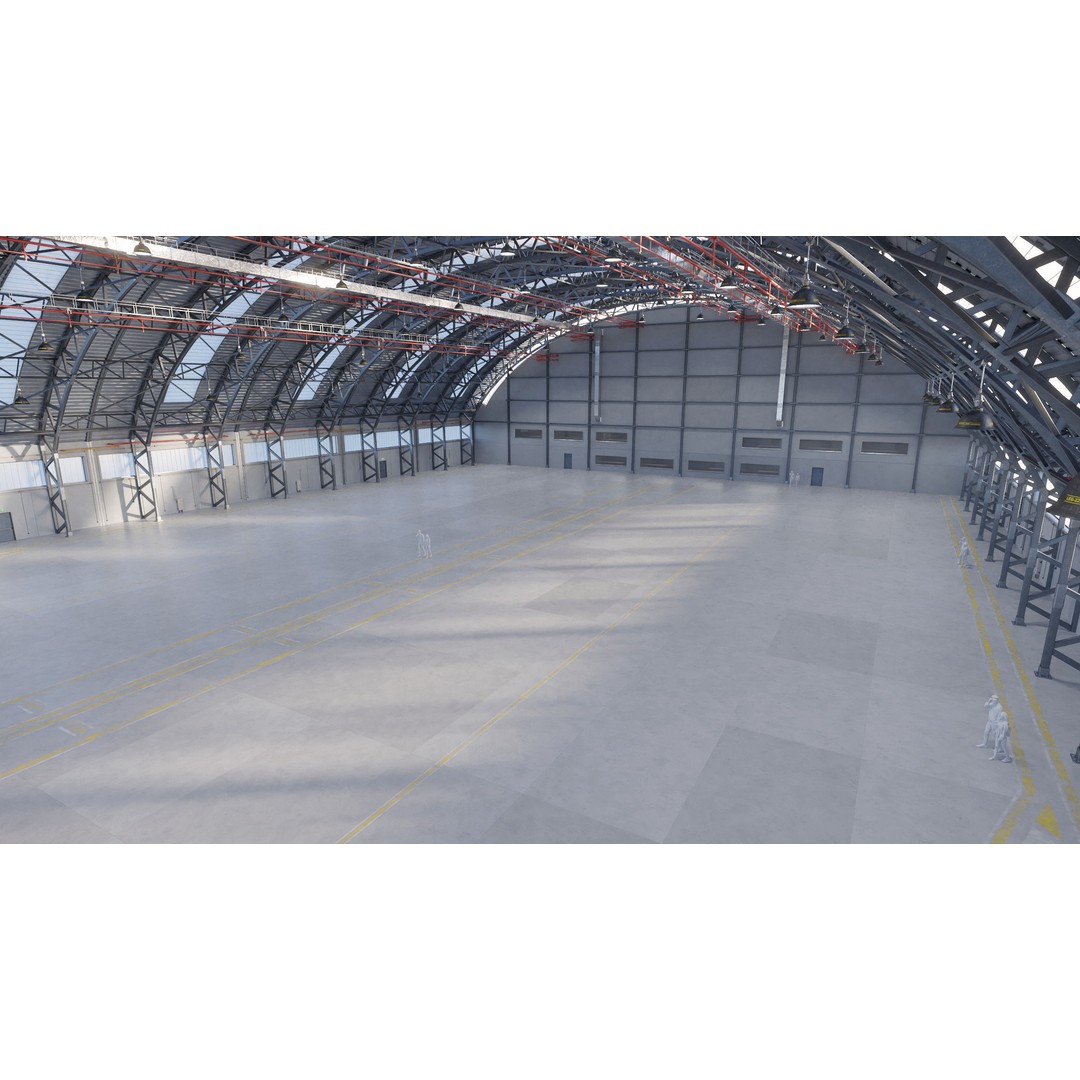 Aircraft Hangar 3D Model – High Poly Architectural Warehouse, Blender - View 4