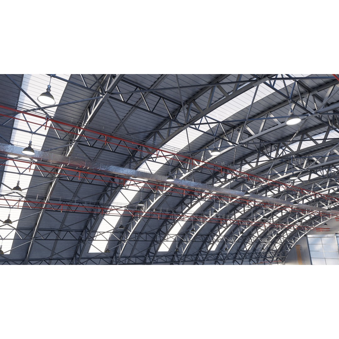 Aircraft Hangar 3D Model – High Poly Architectural Warehouse, Blender - View 6