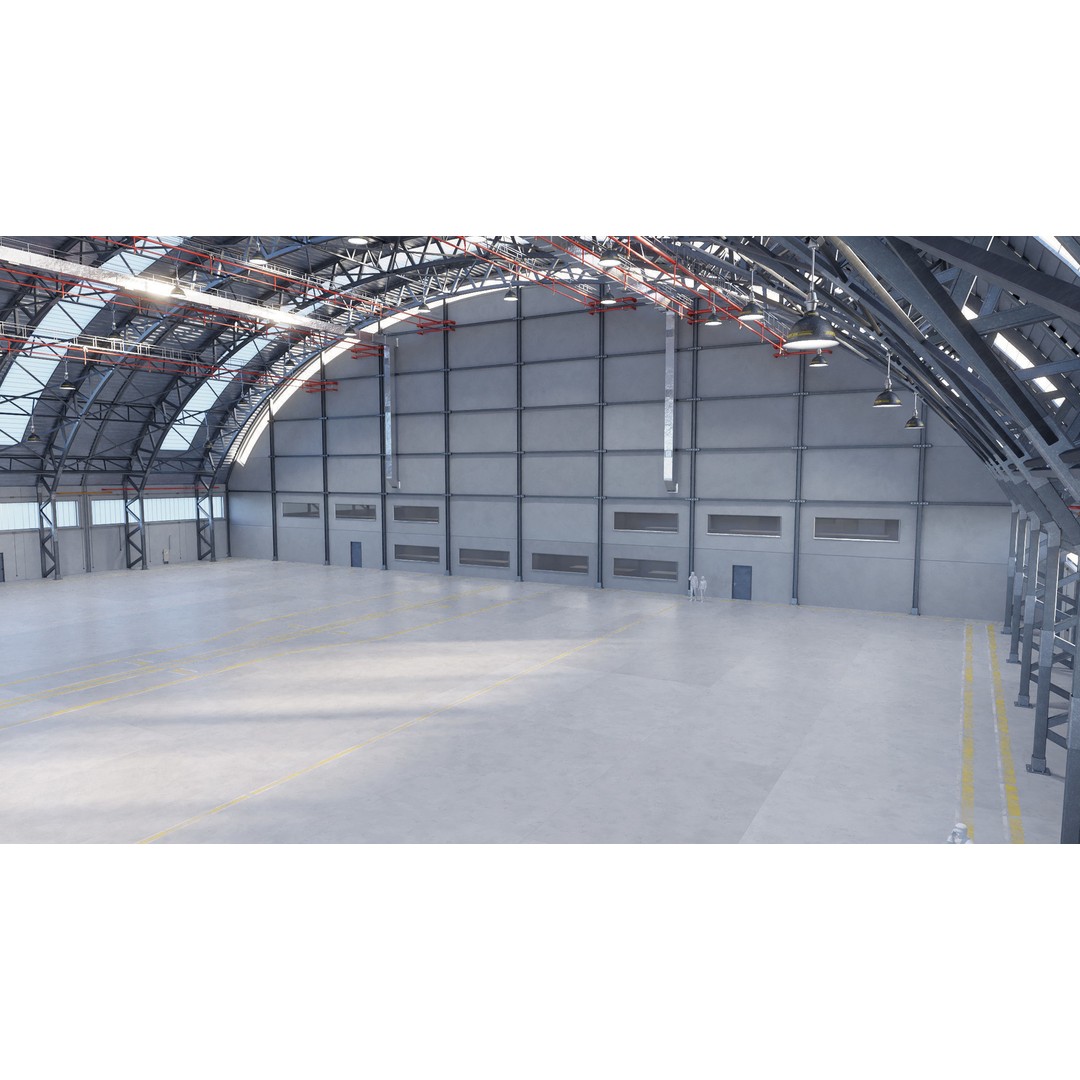 Aircraft Hangar 3D Model – High Poly Architectural Warehouse, Blender - View 8