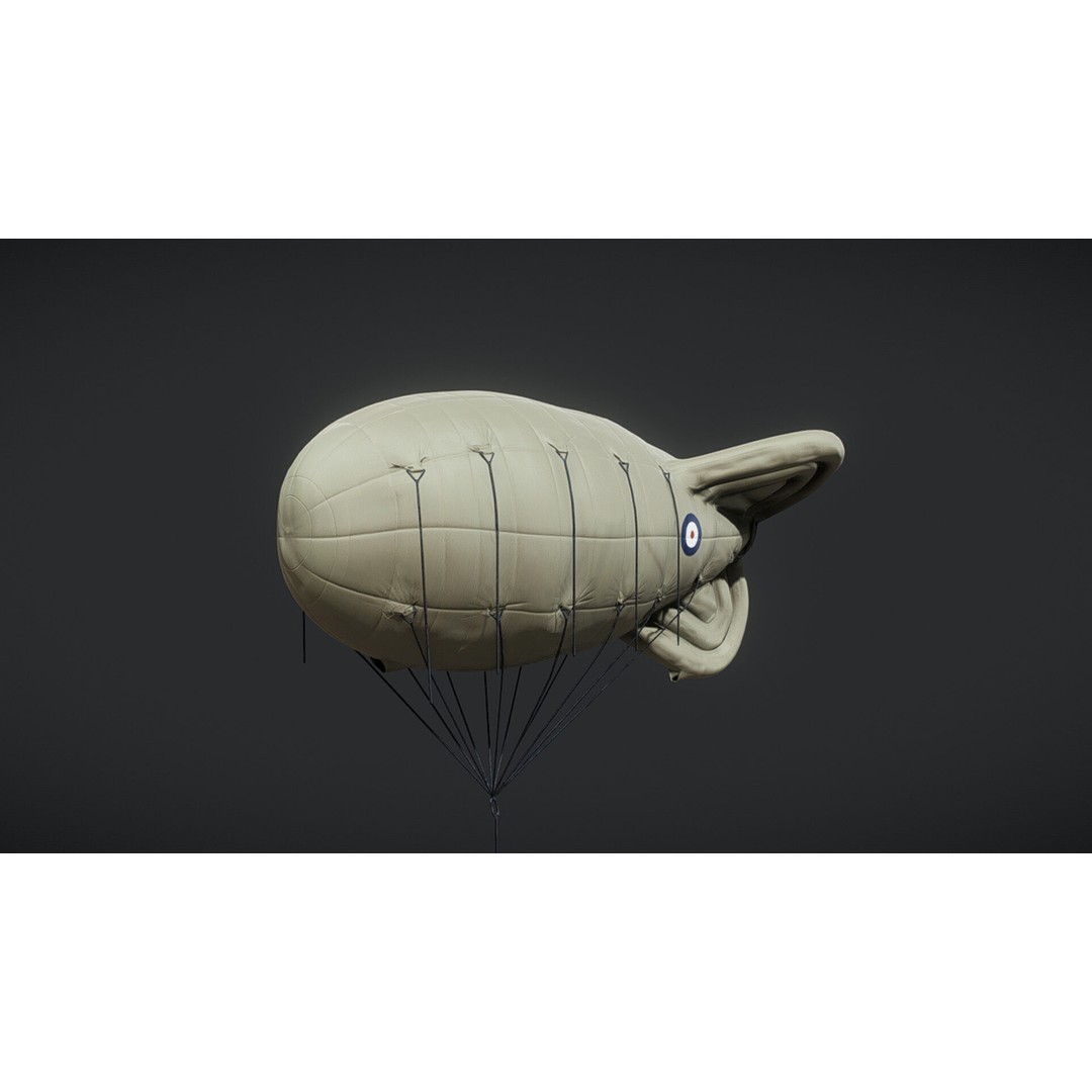 Barrage Balloon WW2 3D Model – PBR Military Asset, FBX, OBJ - View 10