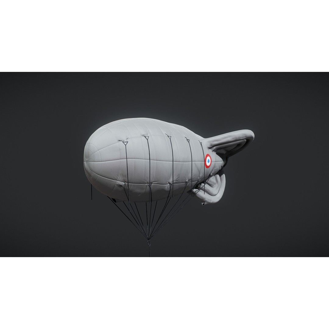 Barrage Balloon WW2 3D Model – PBR Military Asset, FBX, OBJ - View 13