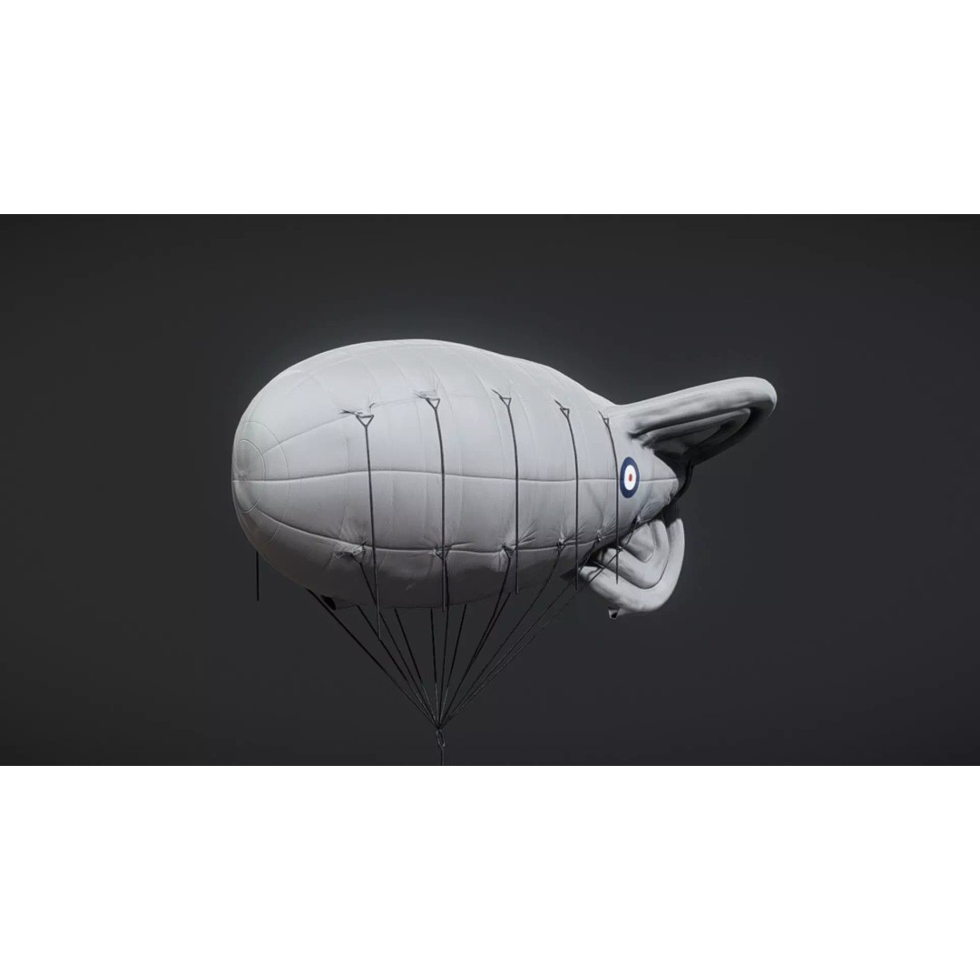 Barrage Balloon WW2 3D Model – PBR Military Asset, FBX, OBJ - View 2