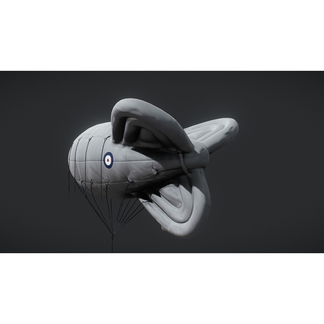 Barrage Balloon WW2 3D Model – PBR Military Asset, FBX, OBJ - View 3