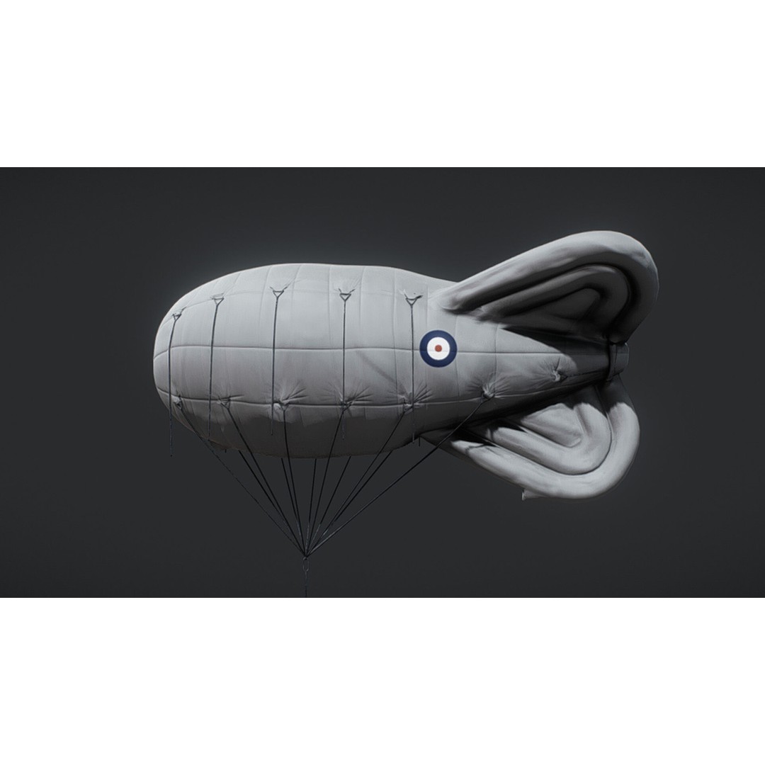 Barrage Balloon WW2 3D Model – PBR Military Asset, FBX, OBJ - View 6