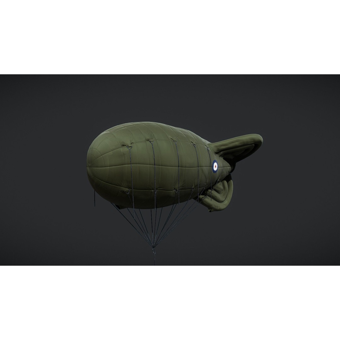 Barrage Balloon WW2 3D Model – PBR Military Asset, FBX, OBJ - View 9