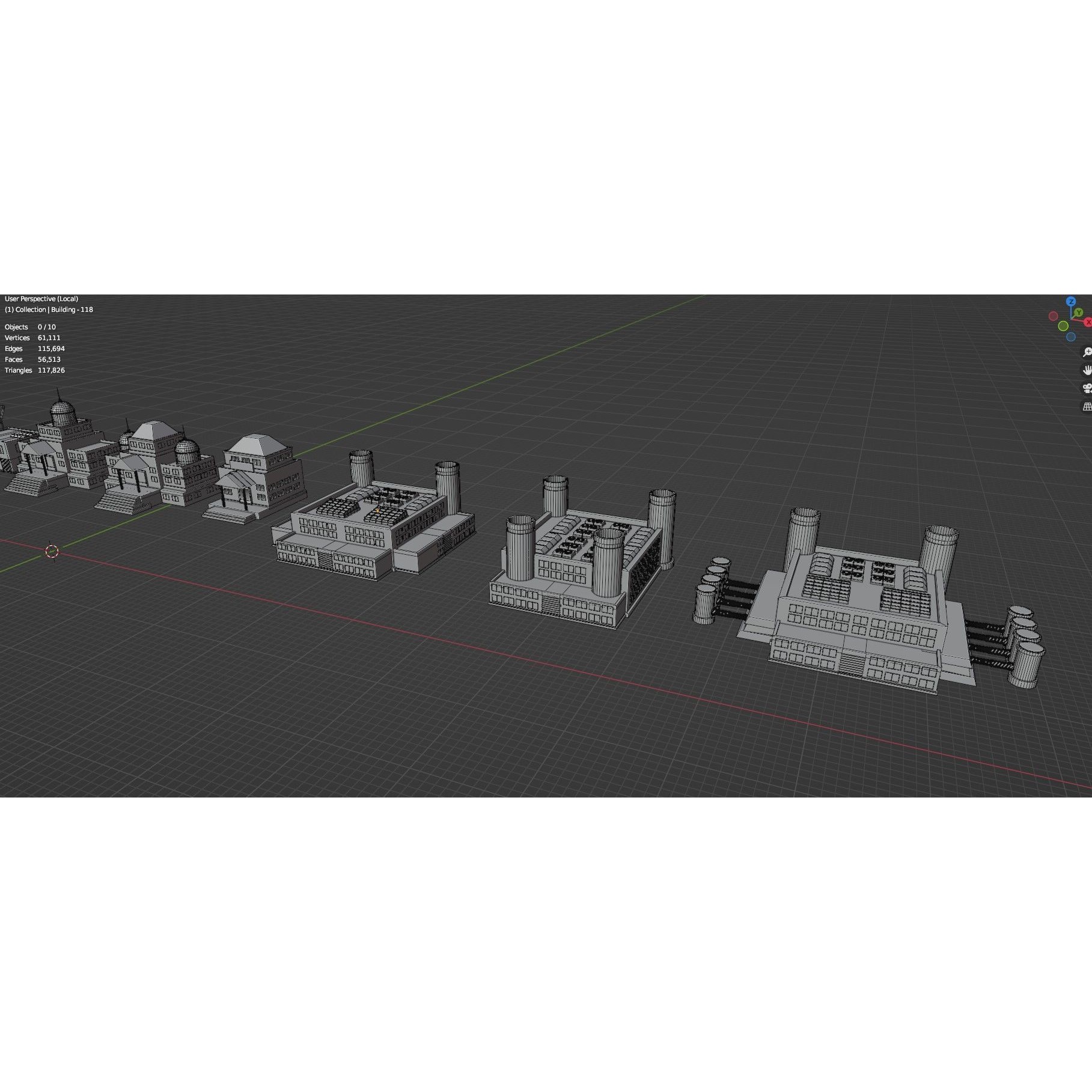 Low Poly City Buildings Pack - Low-Poly Game-Ready 3D Model - View 100