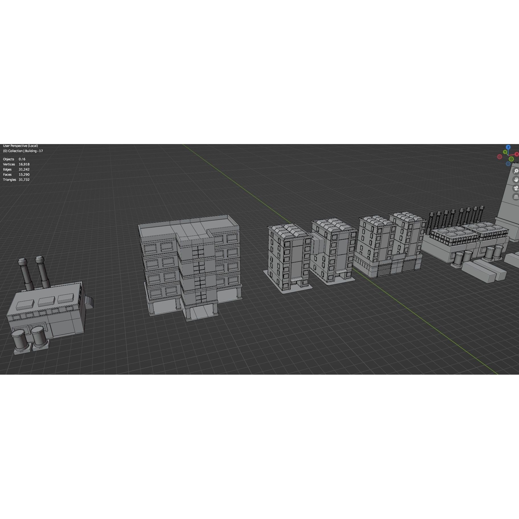 Low Poly City Buildings Pack - Low-Poly Game-Ready 3D Model - View 109