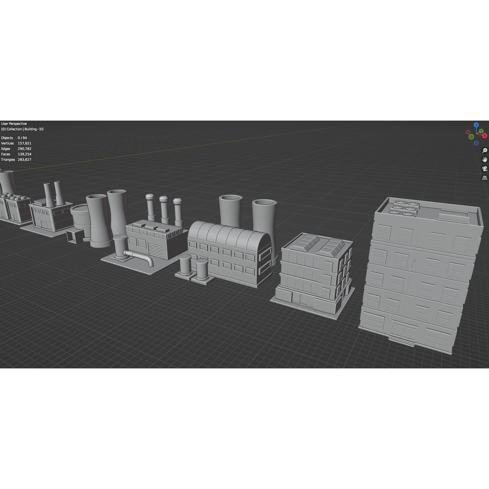 Low Poly City Buildings Pack - Low-Poly Game-Ready 3D Model - View 115