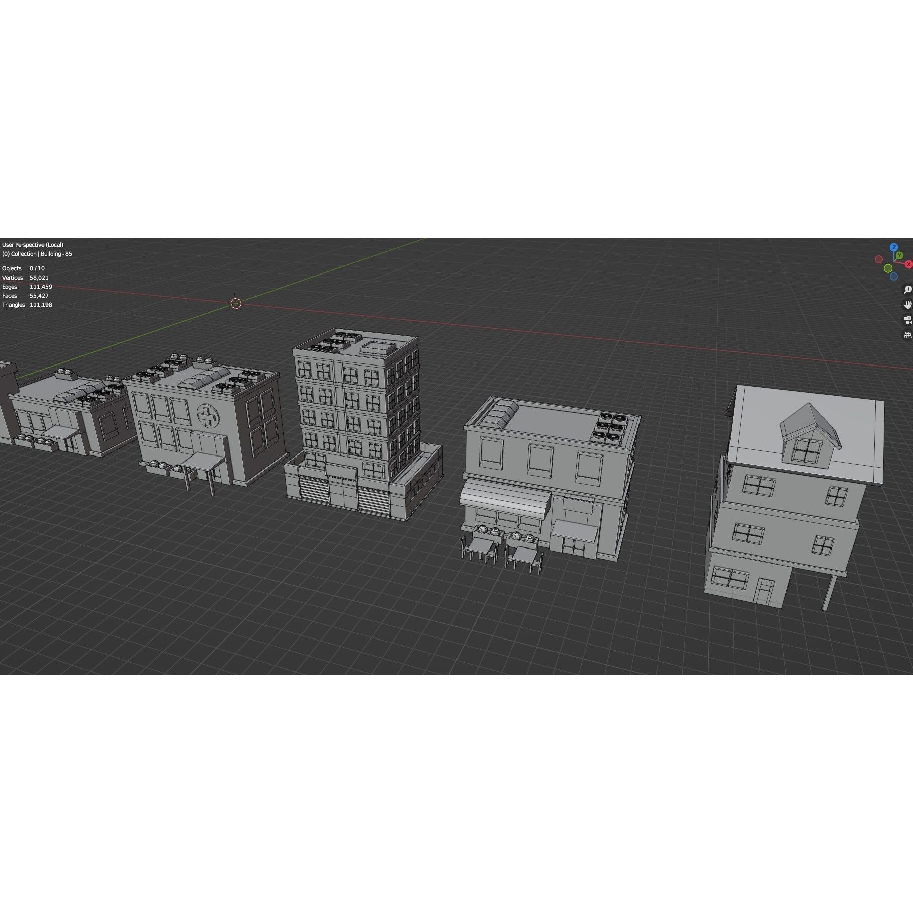 Low Poly City Buildings Pack - Low-Poly Game-Ready 3D Model - View 119